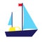 Blue ship flat illustration on white