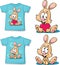 Blue shirt with cute bunny - vector