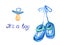 Blue shoes hanging on lace and pacifier near, isolated with inscription it`s a boy