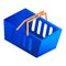 Blue shop basket icon, isometric style