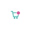 Blue shopping cart with minus sign. Cancel or delete purchase simple icon