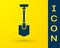 Blue Shovel icon isolated on yellow background. Gardening tool. Tool for horticulture, agriculture, farming. Vector