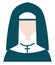 Blue silhouette of a female Christian missionary or nun vector color drawing or illustration