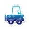 Blue silhouette kawaii happy tractor vehicle transport