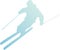 Blue silhouette of skier