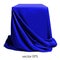 Blue silk fabric covering the podium. Beautiful drape. Highly re