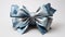 Blue Silk And White Fabric Bow: A Patinated And Oxidized Artwork