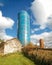 Blue Silo near White Shed - Farm