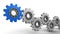 Blue and silver gears. Image with clipping path