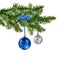 Blue silver glass balls on Christmas tree