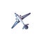 Blue and silver industrial plane with unusual tale vector illustration