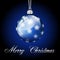 Blue silver merry christmas ball