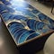 Blue And Silver Ocean Waves Desk With Naturalistic Design