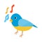 Blue singing bird icon, isometric 3d style