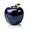 Blue single realistic shiny apple with reflection on white background. AI generative illustration