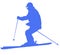 Blue Skier Flat Icon on White Background