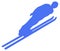 Blue Skier Flat Icon on White Background