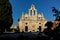 Blue skies and spectacular facade of  Arkadi monastery church in Crete, Greece