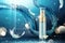 Blue skincare spray bottle ads