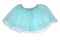 Blue skirt isolated. Beautiful delicate transparent turquoise silk summer skirt for girl. Clipping path. Ballerina kids clothing.