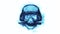 Blue skull with knife animated logo loopable white background