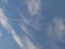 Blue sky airplane trail cloud background Sao Paulo Brazil