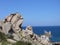 Blue sky and amazing sea, granite rocks with mediterranean vegetation, moon Valley, Valle della Luna, Capo Testa, Santa Teresa Gal