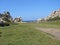 Blue sky and amazing sea, granite rocks with mediterranean vegetation, moon Valley, Valle della Luna, Capo Testa, Santa Teresa Gal