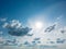 Blue Sky Background,Horizon Spring Morning Sky Scape in blue by the Sea,Vector of nature cloud, sky in sunny day Summer,Backdrop