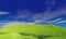 Blue sky and beautiful cloud with meadow and sunshine. Plain landscape background for summer poster. The best view for holiday.