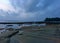 Blue sky and blue sea water in nature with cloud sky