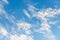 Blue sky with cirrus white clouds. Sky background