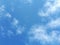 Blue sky with cloud closeup background sky and sun Lens flare on Clear on Real blue sky background wide screen for banner
