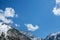 Blue sky and cloud mountains in Almaty, Kazakhstan, Medeo