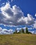 Blue sky and cloud with trees. Plain landscape background for summer