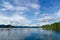 Blue sky cloud and water have moutain silluet