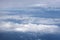 Blue sky with clouds aerial view from airplane