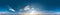 Blue sky with clouds with evening sun. Seamless hdri panorama 360 degrees angle view with zenith for use in 3d graphics or game