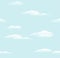 Blue sky with clouds, vector seamless background