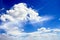 Blue sky with a cumulus and cirrus clouds