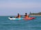 Blue sky with a cupule speed boat on sea in nature