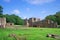 Blue sky day at Furness Abbey, in Barrow-in-Furness, Lake District, Cumbria, England.