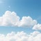 Blue sky with diagonal light transparent white cumulus clouds