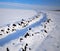 Blue Sky and a Field Covered With Snow, a Rural Landscape.