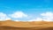 Blue sky with fluffy cloud and Desert landscape with Sand Dunes in hot Sunny day Summer,Vector Panorama Beautiful nature with