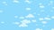 Blue sky full of clouds moving down. Cartoon sky background. Flat animation.
