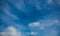 Blue sky with light white clouds cirrus and cumulus on a bright sunny clear day without rain during Spring