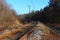 Blue sky and long railroad