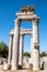 With blue sky,Marble columns of Temple of Tyche, goddess of fortune, Roman, late first century AD, Olba, Uzuncaburc