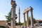 With blue sky,Marble columns of Temple of Tyche, goddess of fortune, Roman, late first century AD, Olba, Uzuncaburc